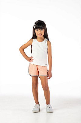 Blusa regata infantil menina canelada crú