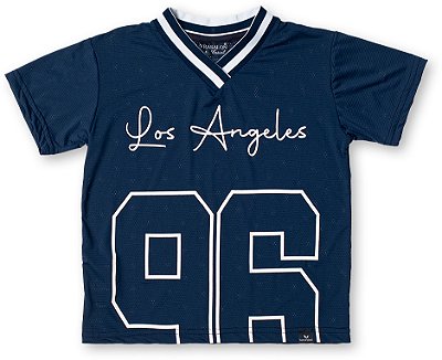 Camiseta infantil menino esportiva estampada dry fit marinho
