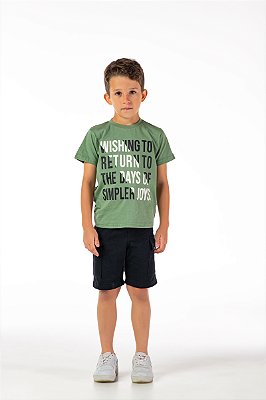 Conjunto infantil verão menino estampado algodão verde