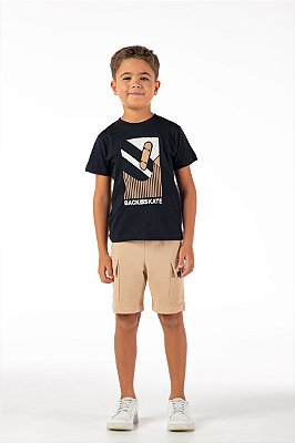 Conjunto infantil verão menino skate algodão preto