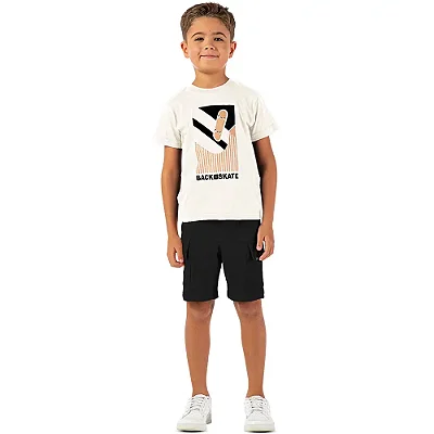 Conjunto infantil verão menino skate algodão crú