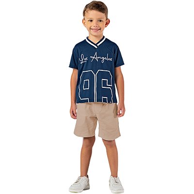 Bermuda infantil menino básica sarja bege