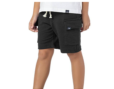 Bermuda infantil menino moletinho bolso cargo preta