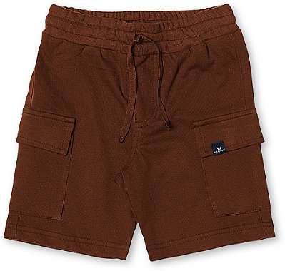 Bermuda infantil menino moletinho bolso cargo marrom