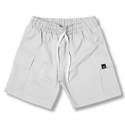 Bermuda infantil menino bolso cargo sarja branca