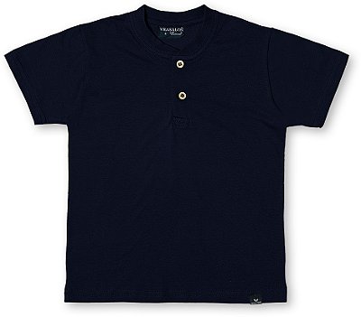 Camiseta polo infantil menino botões gola portuguesa marinho