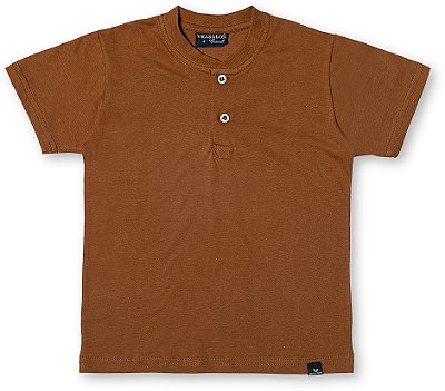 Camiseta polo infantil menino botões gola portuguesa marrom