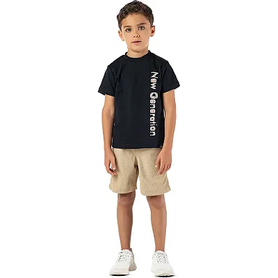 Camiseta infantil menino estampada algodão preta