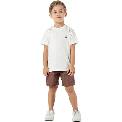 Camiseta infantil menino lisa básica algodão crú