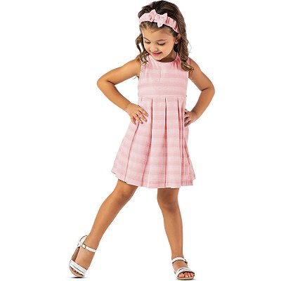 Vestido infantil menina festa laço rosa