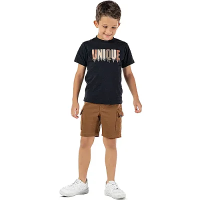 Conjunto infantil menino estampa unique algodão preto