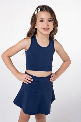 Top Infantil Menina Esportivo Para Escola e Ginástica Marinho