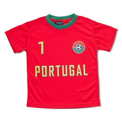 Camiseta Infantil Portugal Dry Fit Esportiva Unissex Vermelha