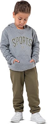 Conjunto Moletom Infantil Menino Sports Verde Militar