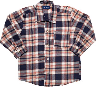 Camisa Infantil Menino Xadrez Flanelada 100% Algodão Manga Longa