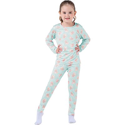 Pijama Infantil Menina Ursinho Super Macio Verde Água