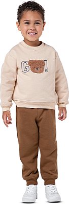 Conjunto Moletom Infantil Menino Ursinho Peludinho Marrom