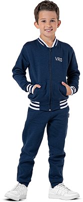 Conjunto Moletom Infantil Menino College 89 Zíper Marinho