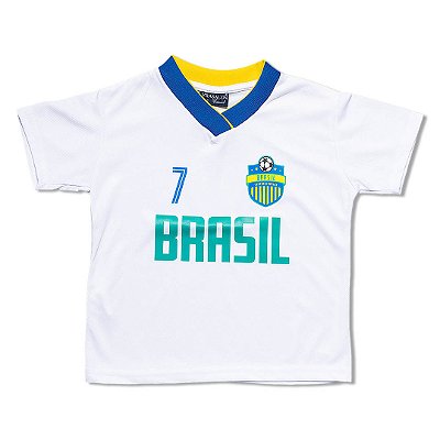 Camiseta Infantil Brasil Dry Fit Esportiva Unissex Branca