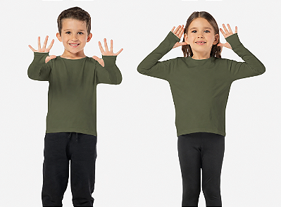 BLUSA INFANTIL TÉRMICA UNISSEX VERDE MILITAR