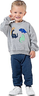 Conjunto moletom infantil menino Dino Marinho