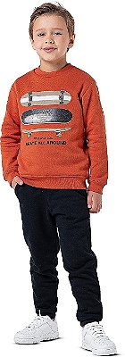 Conjunto moletom infantil menino Skates ocre