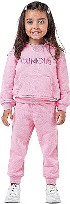 Conjunto Moletom Infantil Menina Curious Rosa Claro