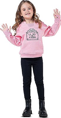 Conjunto Moletom Infantil Menina com Encaixe no dedo rosa claro