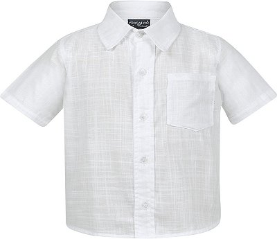 Camisa social tamanho 1 a 16 produzida em tecido plano 100% algodão BCI com certificado de sustentabilidade. COR BRANCA FLAME