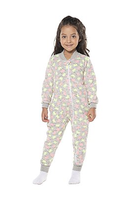 PIJAMA INFANTIL MENINA NEON SOFT CINZA