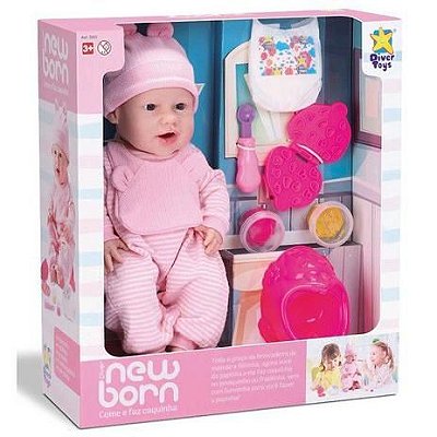 Boneca Diver New Born Come e Faz Caquinha 8080 - Divertoys