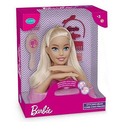 Boneca Barbie Busto Styling Head Core com Frases 1291 - Pupee
