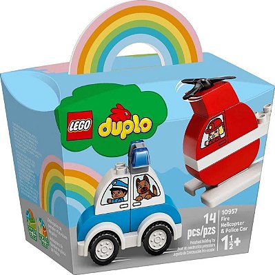 Lego Duplo Helicóptero dos Bombeiros e Carro de Polícia 10957 - Lego