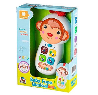 Baby Fone Musical com Luz e Som Macaco 6001 - Braskit