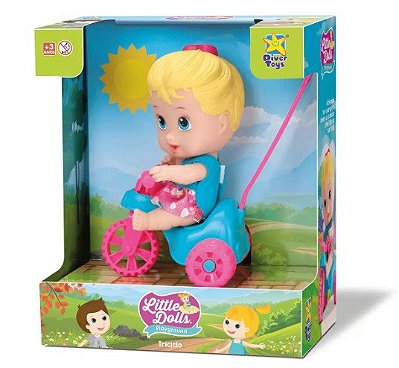 Boneca Little Dolls Playground Triciclo Menina 8110 - Divertoys