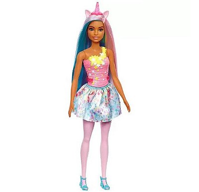 Barbie Dreamtopia Unicórnio Blonde Chifre Rosa HGR21 - Mattel