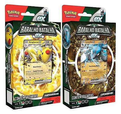 Pokémon Deck 60 cards Baralho de Batalha EX Ampharos e Lucario sortido 32657 - Copag