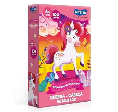 Quebra-Cabeça 100 Peças Reino dos Unicórnios Metalizado 2573 - Toyster