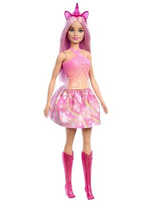 Boneca Barbie Fantasy Unicórnio Rosa HRR13 - Mattel
