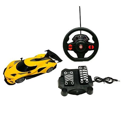 Carro Controle Racing Control com Pedal 1:16 Thunder Amarelo BR1645 - Multikids