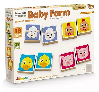 Jogo da Memória em Blocos de Madeira Baby Farm 836 - Junges