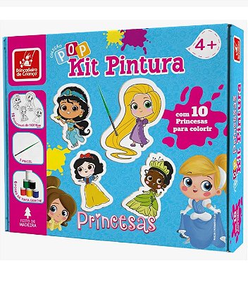 Kit Pop de Pintura Princesas em Madeira 5489 - Brincadeira de Criança