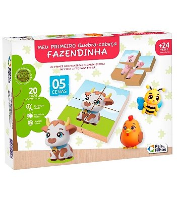 Meu Primeiro Quebra-Cabeça Fazendinha 20 Peças em Madeira 793042-1 - Pais & Filhos