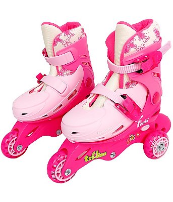 Patins Ajustável Tri-Line Rosa com Acessórios TL-01R (26-29) - Fênix