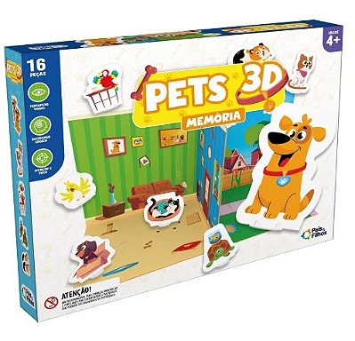 Jogo da Memória Pets 3D 792405-1 - Pais & Filhos