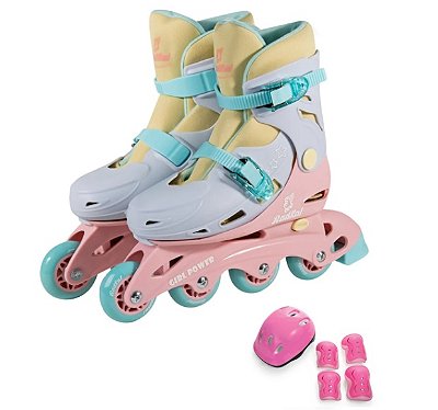 Patins Inline 4 Rodas com Acessórios Candy Color 34-37 AD-03-RX - Fênix