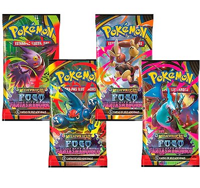 Kit com 4 Boosters Unitários Fogo Fantasmagórico Mega Evolução 02 35671 - Copag