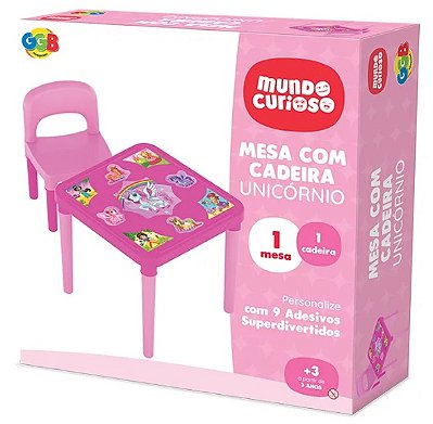 Mesinha com Cadeira com Adesivos Unicórnio 463 - GGB