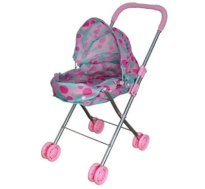 Carrinho de Boneca Passeio Divertido Berço Rosa DMT6500 - DM Toys