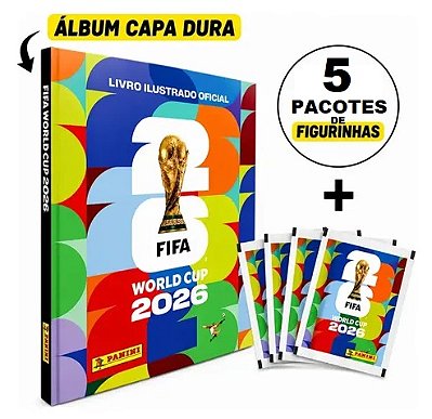 PRÉ-VENDA Álbum Copa do Mundo Fifa 2026 Capa Dura Colorida + 5 Pacotes de Figurinhas - Panini
